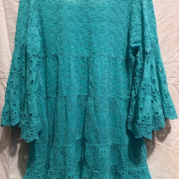 Johnny Was Turquoise Eyelet Blouse - Picture 11 of 16